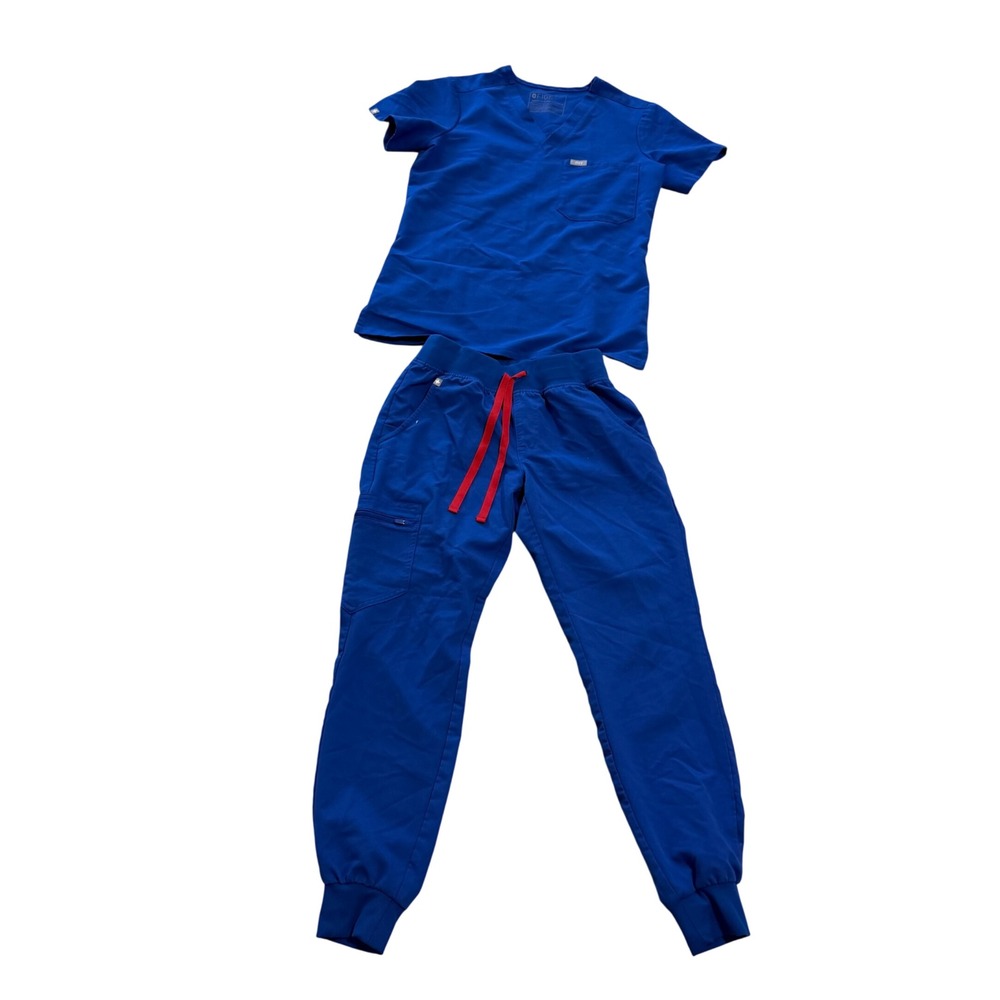 FIGS "Winning Blue" Lmtd Ed Scrub Set Catarina Top Zamora Jogger Pants XXS Petit